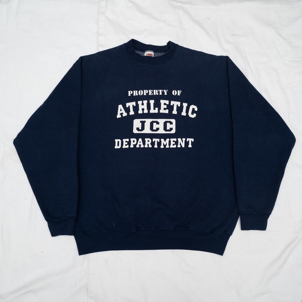 Vintage 90s JCC Athletic Department Heavyweight‎ XL Sweatshirt Navy Blue